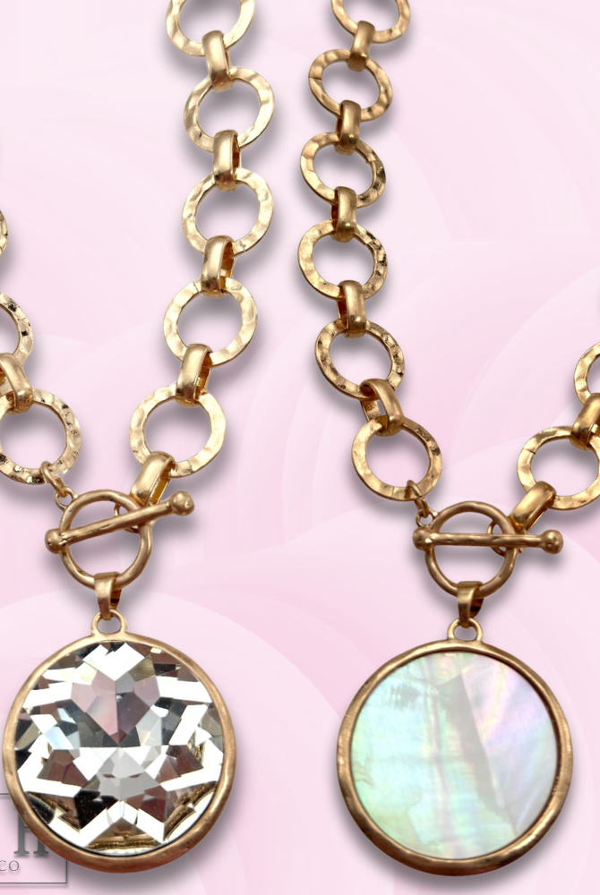 Chunky chain and round pendant necklace-Pink Panache Brands-Stuffology - Where Vintage Meets Modern, A Boutique for Real Women in Crosbyton, TX