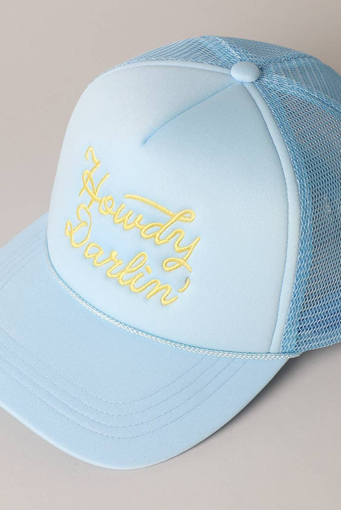 Howdy Darlin' Embroidered Mesh Back Trucker Cap | Stuffology Boutique-Hats-Fashion City-Stuffology - Where Vintage Meets Modern, A Boutique for Real Women in Crosbyton, TX