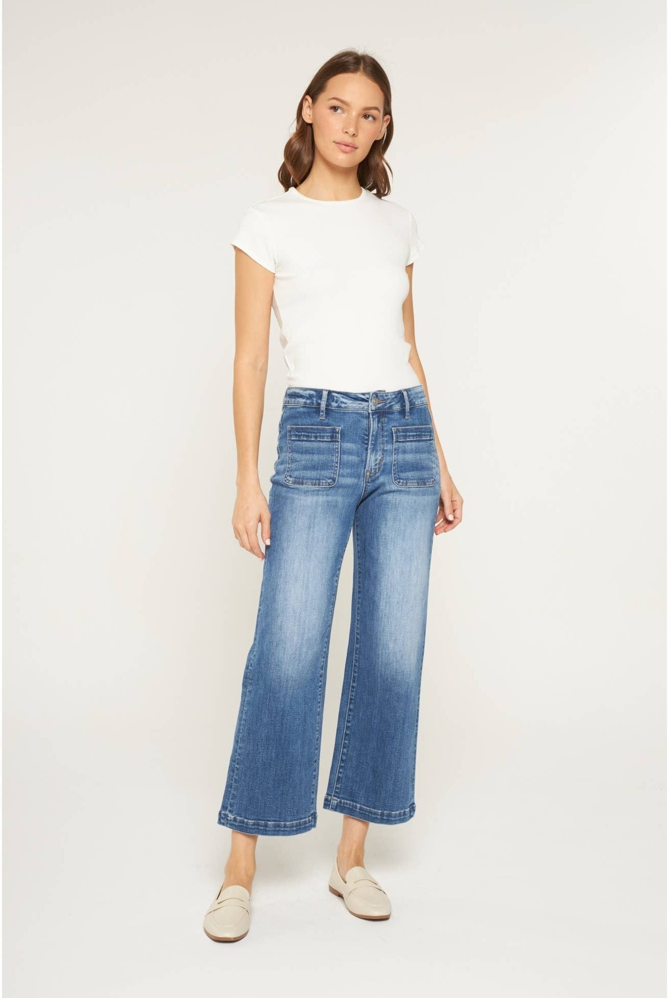 High Rise Cropped Wide Leg Mica Denim Jeans-Jeans-Mica Denim-Stuffology - Where Vintage Meets Modern, A Boutique for Real Women in Crosbyton, TX