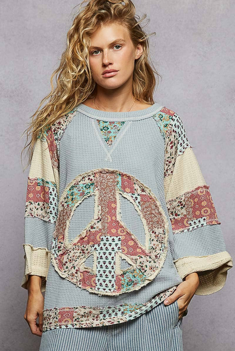 POL Clothing - Peace Sign Top-Pullover Top-Pol Clothing-Stuffology - Where Vintage Meets Modern, A Boutique for Real Women in Crosbyton, TX