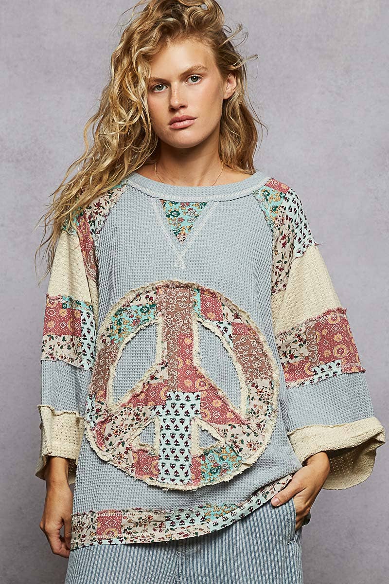 POL Clothing - Peace Sign Top-Pullover Top-Pol Clothing-Stuffology - Where Vintage Meets Modern, A Boutique for Real Women in Crosbyton, TX