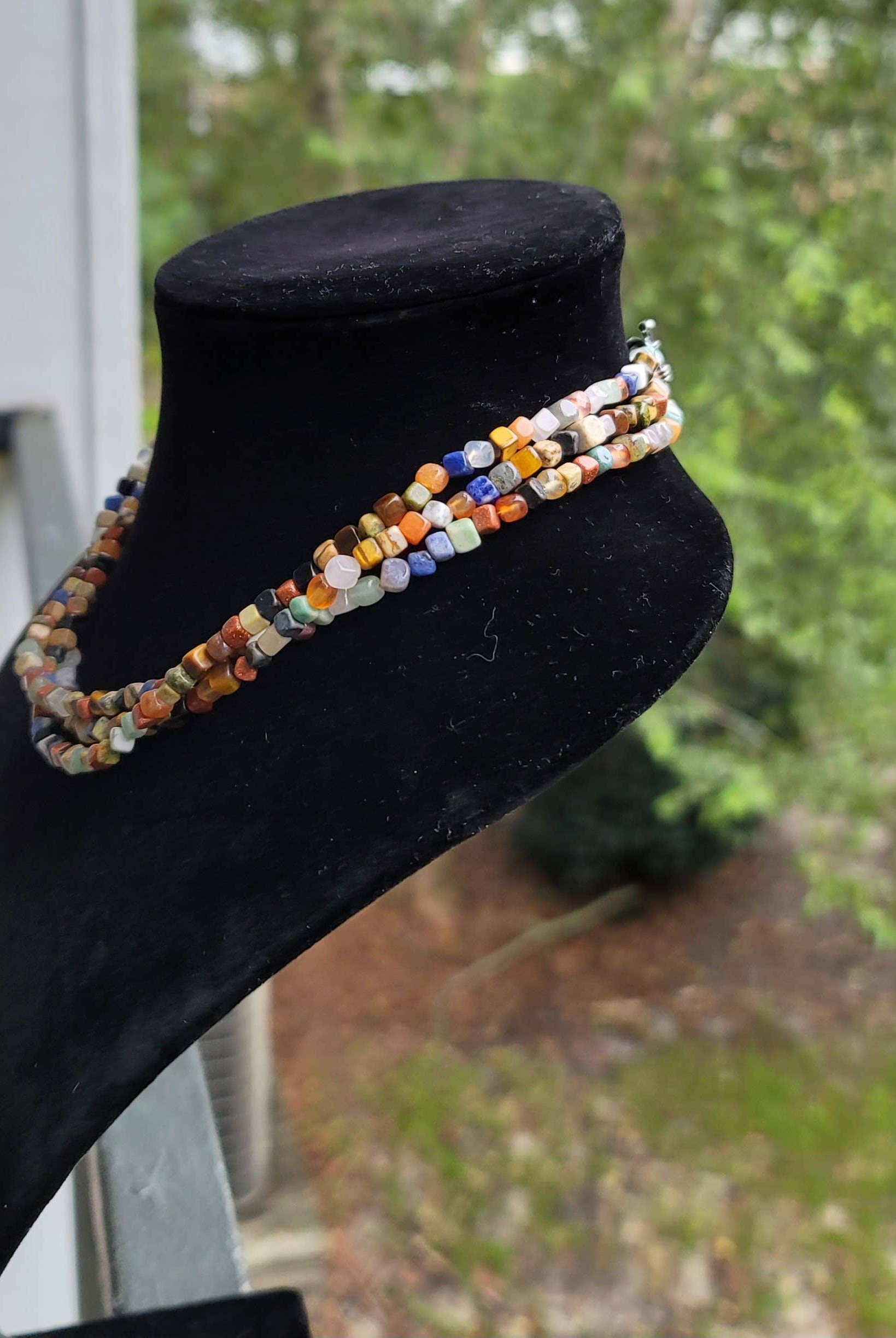 Natural gemstones 3 strand choker Native Southwest handmade-Horse Spirit Studio-Stuffology - Where Vintage Meets Modern, A Boutique for Real Women in Crosbyton, TX