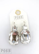 Rectangle gold rhinestone earrings | Stuffology Boutique-Earrings-Pink Panache Brands-Stuffology - Where Vintage Meets Modern, A Boutique for Real Women in Crosbyton, TX