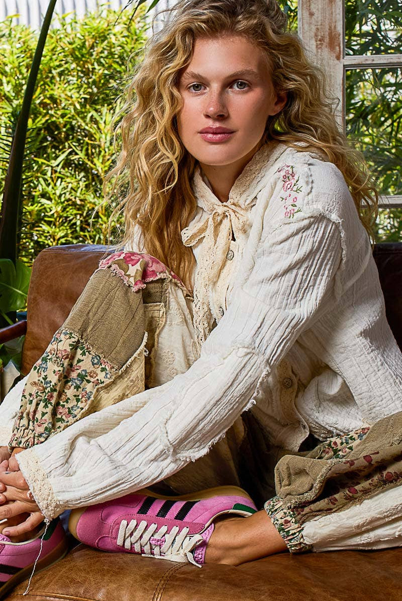 Vintage Wash Double Gauze Hoodie Jacket-Hoodie-Pol Clothing-Stuffology - Where Vintage Meets Modern, A Boutique for Real Women in Crosbyton, TX