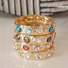 Sparkly Crystal Stretch Bangles – Gold Tone with Color Options-Bracelets-PennyLine inc-Stuffology - Where Vintage Meets Modern, A Boutique for Real Women in Crosbyton, TX