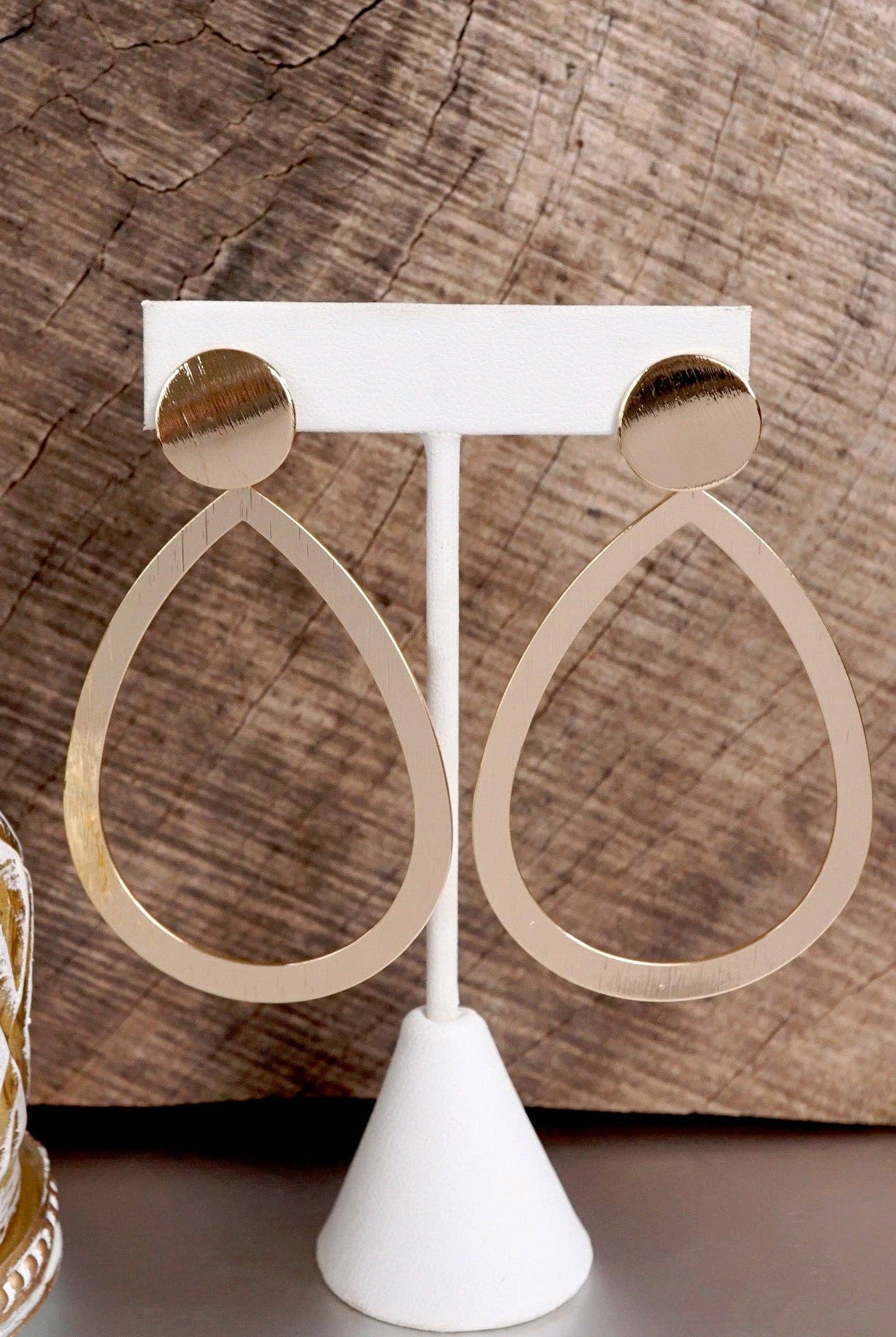 Teardrop Shape Statement Earrings – Gold Tone-PennyLine inc-Stuffology - Where Vintage Meets Modern, A Boutique for Real Women in Crosbyton, TX