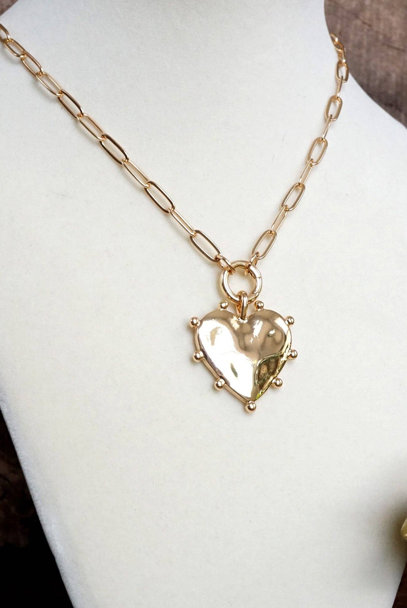 Modern Spiky Heart Paperclip Necklace - Gold Tone-necklace-PennyLine inc-Stuffology - Where Vintage Meets Modern, A Boutique for Real Women in Crosbyton, TX