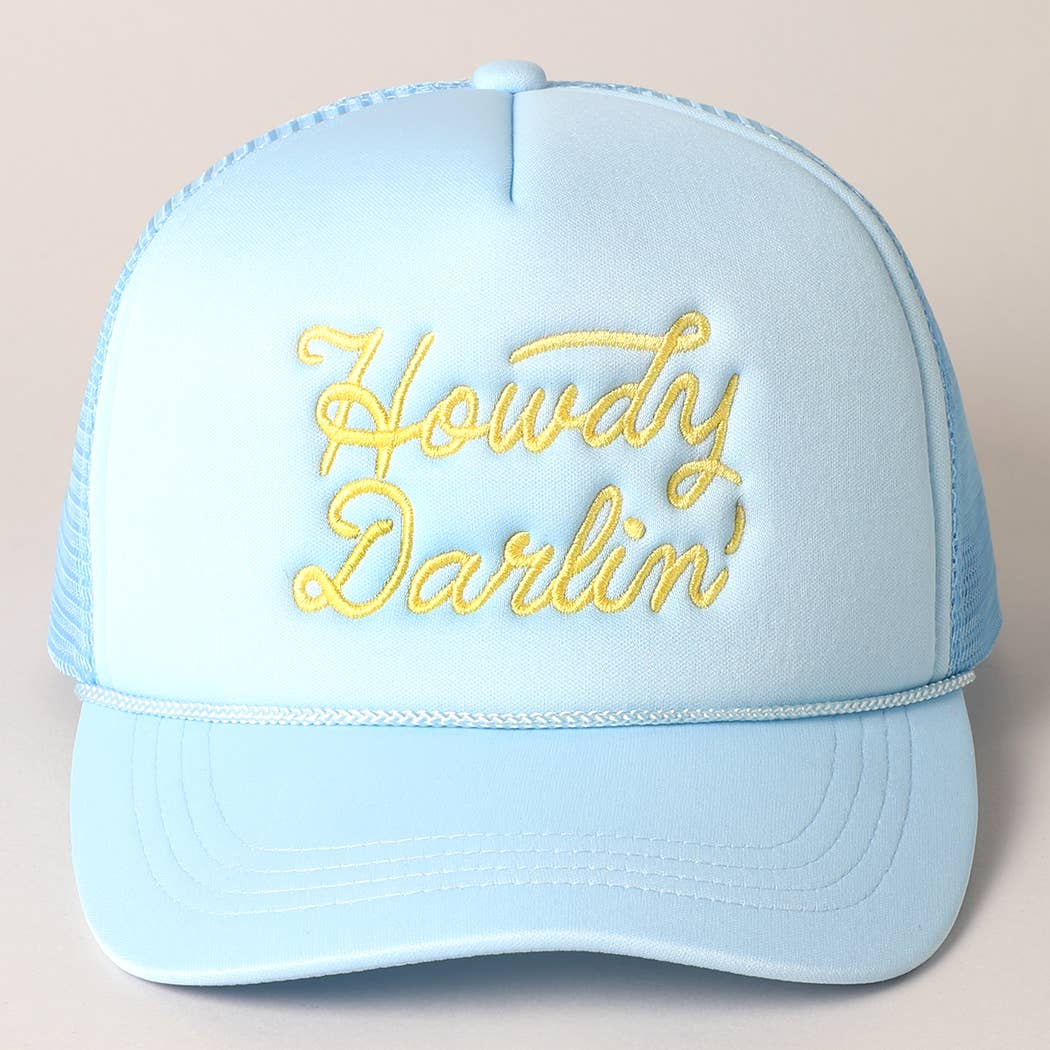 Howdy Darlin' Embroidered Mesh Back Trucker Cap | Stuffology Boutique-Hats-Fashion City-Stuffology - Where Vintage Meets Modern, A Boutique for Real Women in Crosbyton, TX