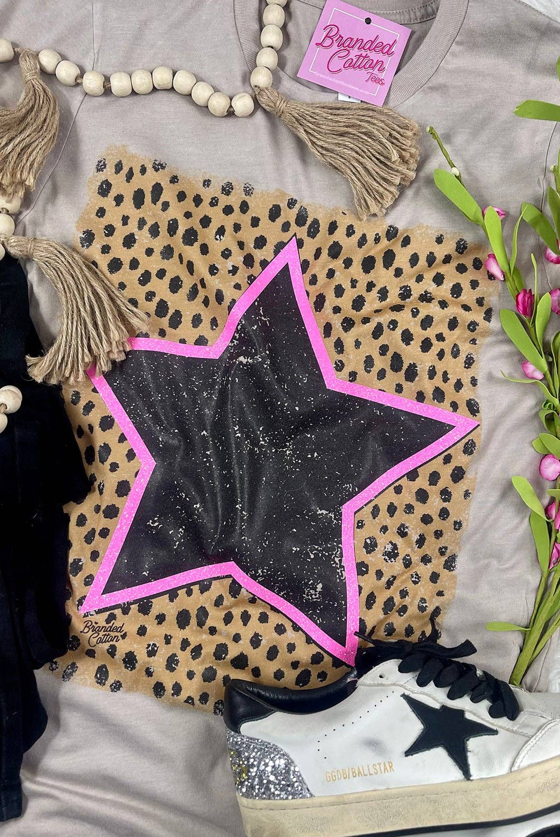 Cheetah Superstar Tee-Graphic Tees-Branded Cotton-Stuffology - Where Vintage Meets Modern, A Boutique for Real Women in Crosbyton, TX