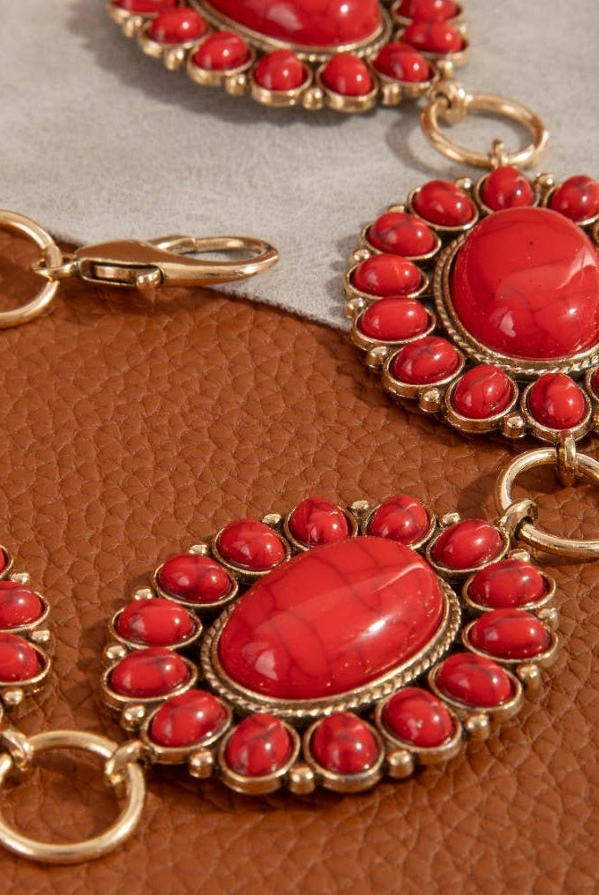 Western Oval Concho Disc Chain Belt-BELT-The Looks by Fame Accessories-Stuffology - Where Vintage Meets Modern, A Boutique for Real Women in Crosbyton, TX