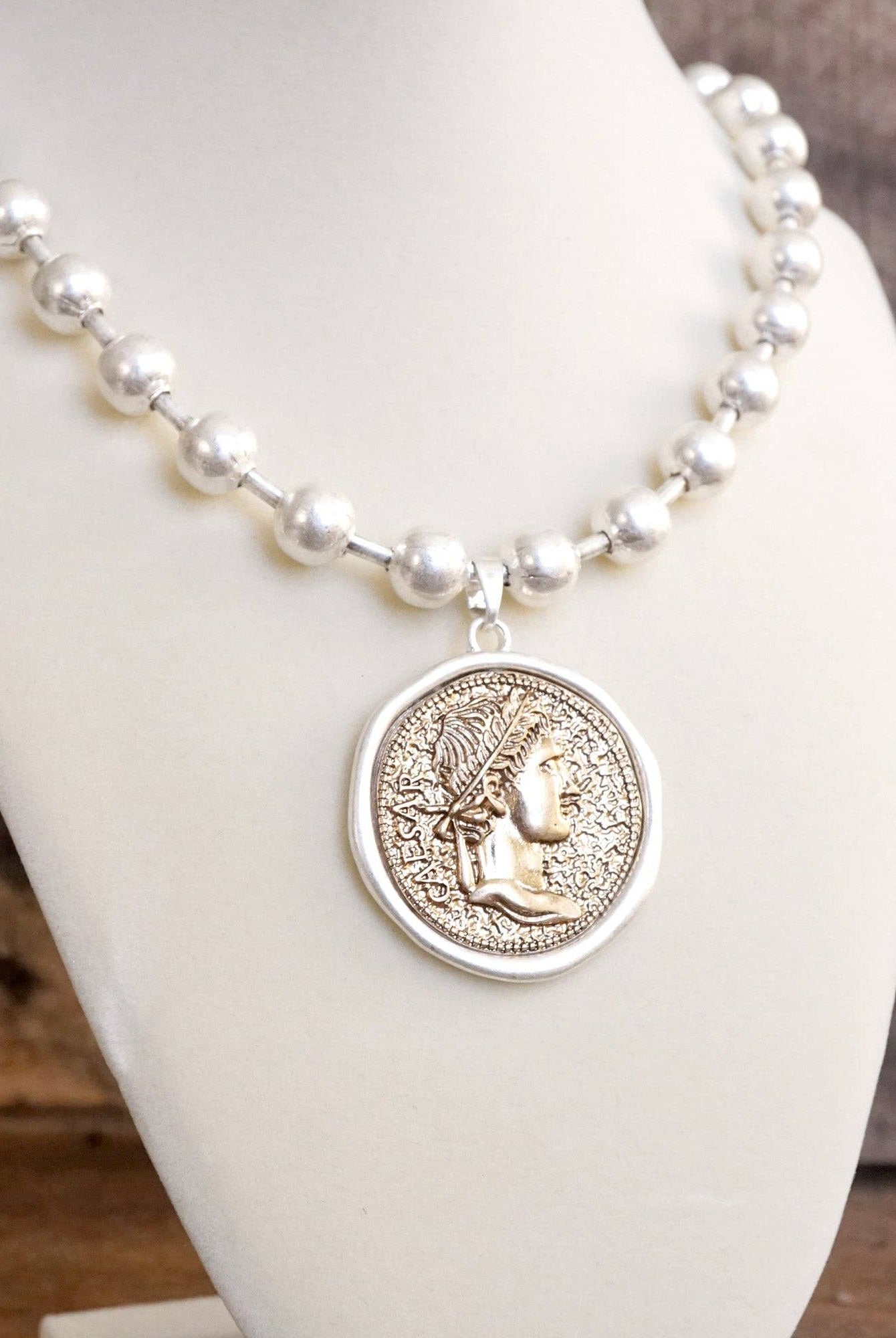 Coin Chunky Ball Chain Statement Necklace – Gold and Silver Tone-Necklaces-PennyLine inc-Stuffology - Where Vintage Meets Modern, A Boutique for Real Women in Crosbyton, TX