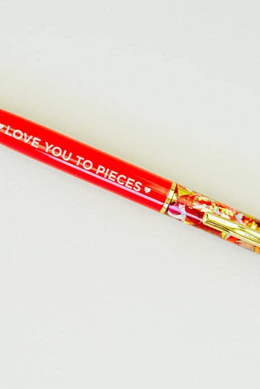Pen - "Love You..." - Red w/ Red + Pink Confetti-PENS-Taylor Elliott Designs-Stuffology - Where Vintage Meets Modern, A Boutique for Real Women in Crosbyton, TX