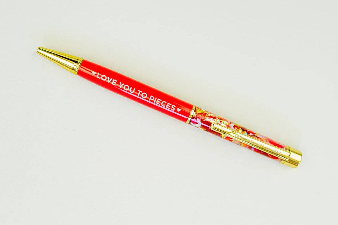 Pen - "Love You..." - Red w/ Red + Pink Confetti-PENS-Taylor Elliott Designs-Stuffology - Where Vintage Meets Modern, A Boutique for Real Women in Crosbyton, TX
