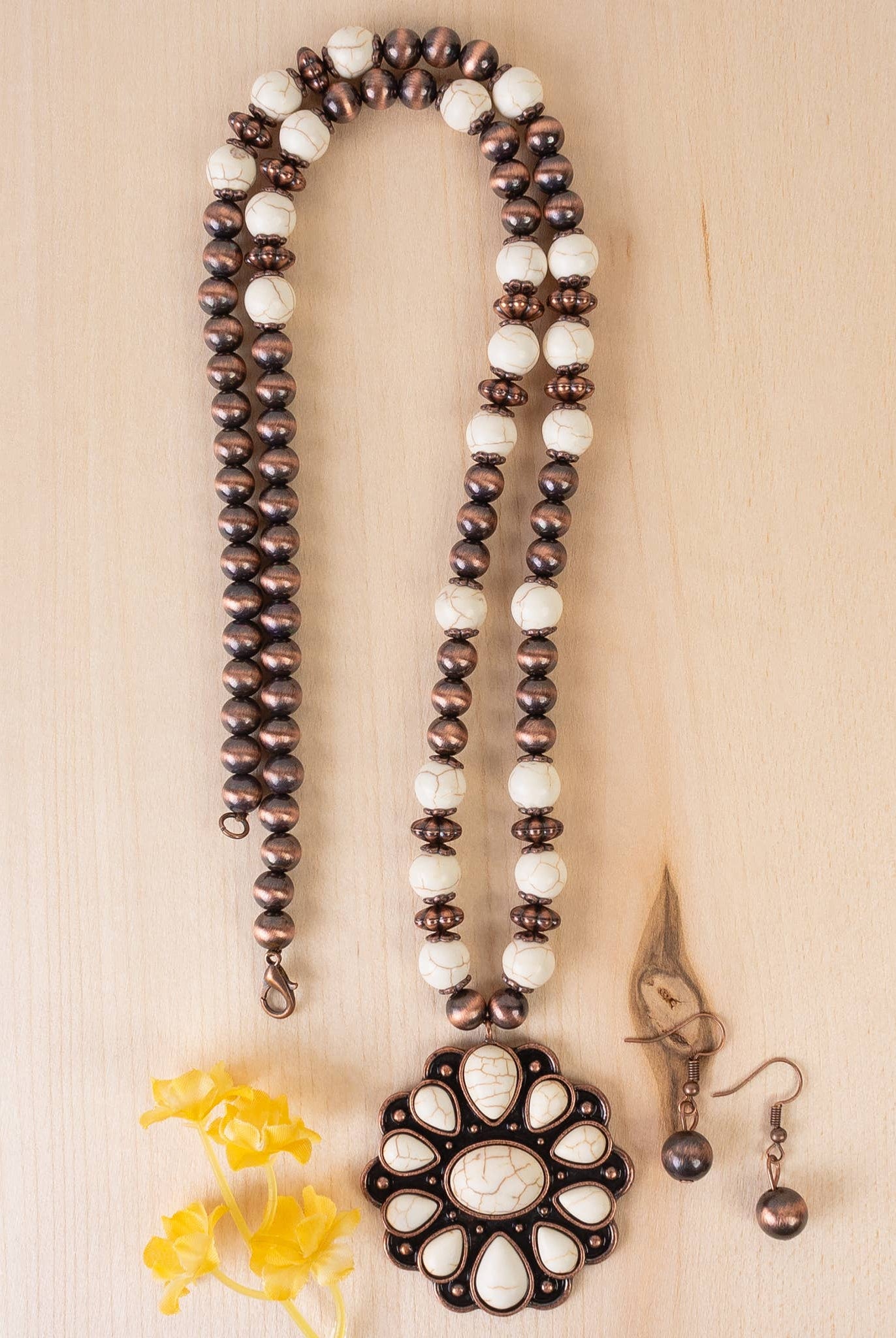 Squash Blossom Necklace - Beaded Chain-Necklaces-Your Fashion Wholesale-Stuffology - Where Vintage Meets Modern, A Boutique for Real Women in Crosbyton, TX