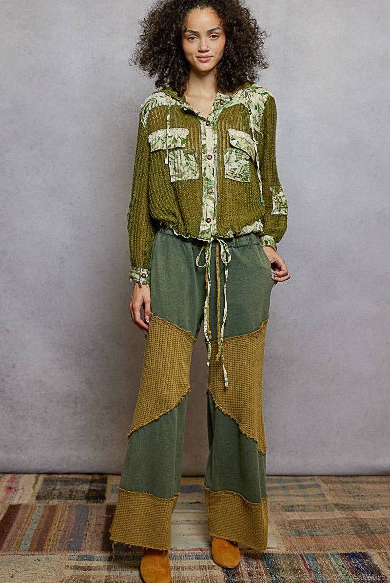 Cream Vintage Washed Floral Print Hoodie Jacket-Jackets-Pol Clothing-Stuffology - Where Vintage Meets Modern, A Boutique for Real Women in Crosbyton, TX