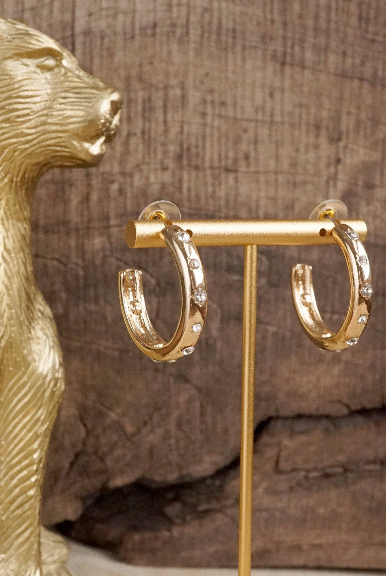 Classic Bubble Hoops – Gold with Crystal, Pearl, or Turquoise-Earrings-PennyLine inc-Stuffology - Where Vintage Meets Modern, A Boutique for Real Women in Crosbyton, TX