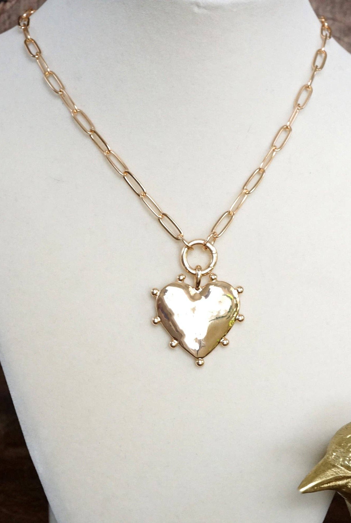 Modern Spiky Heart Paperclip Necklace - Gold Tone-necklace-PennyLine inc-Stuffology - Where Vintage Meets Modern, A Boutique for Real Women in Crosbyton, TX