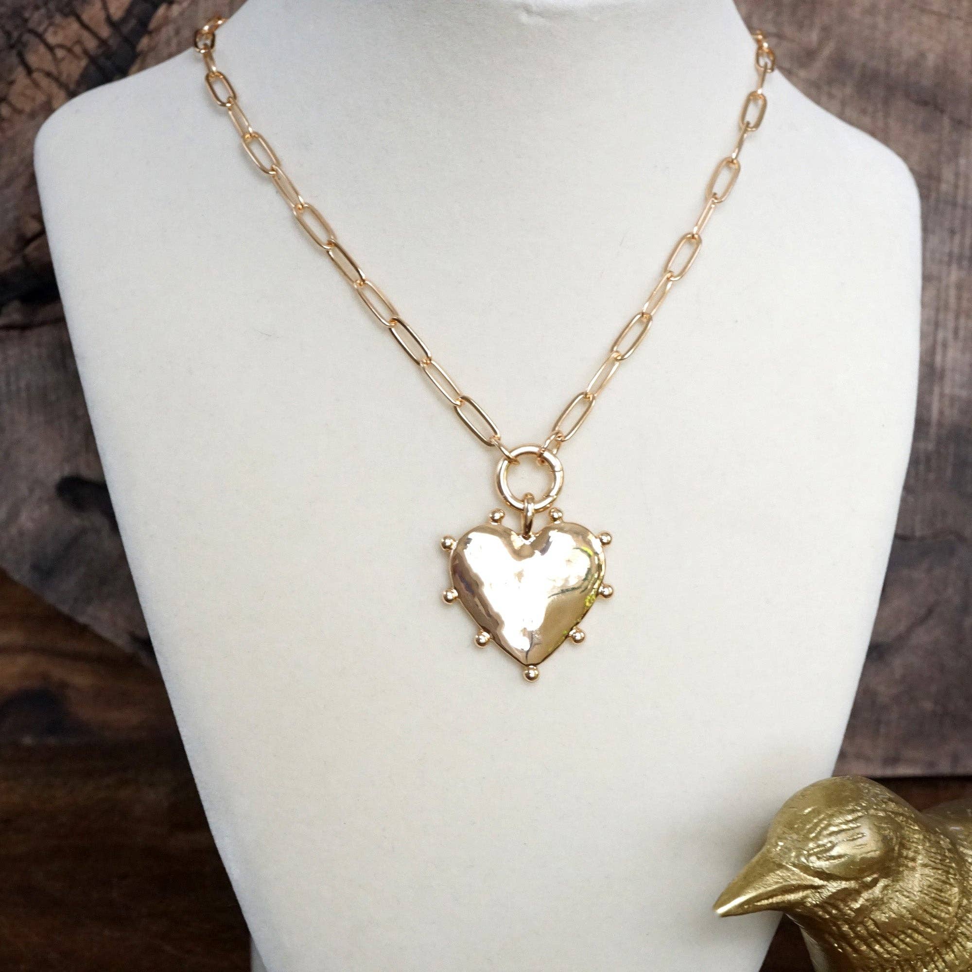 Modern Spiky Heart Paperclip Necklace - Gold Tone-necklace-PennyLine inc-Stuffology - Where Vintage Meets Modern, A Boutique for Real Women in Crosbyton, TX