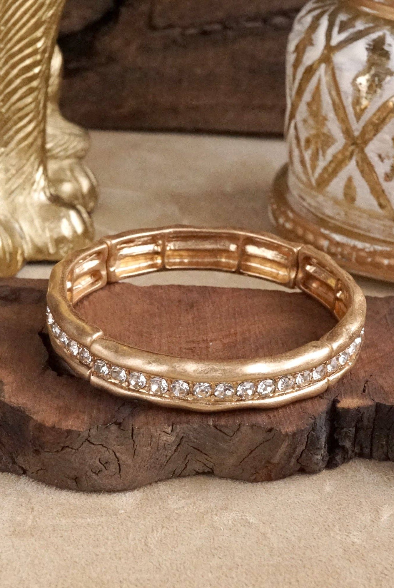 Minimalist TurquoiseCrystal Bangle Bracelet – Brushed Gold-PennyLine inc-Stuffology - Where Vintage Meets Modern, A Boutique for Real Women in Crosbyton, TX