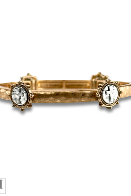 Antique look cross cuff bracelet-Bracelets-Pink Panache Brands-Stuffology - Where Vintage Meets Modern, A Boutique for Real Women in Crosbyton, TX