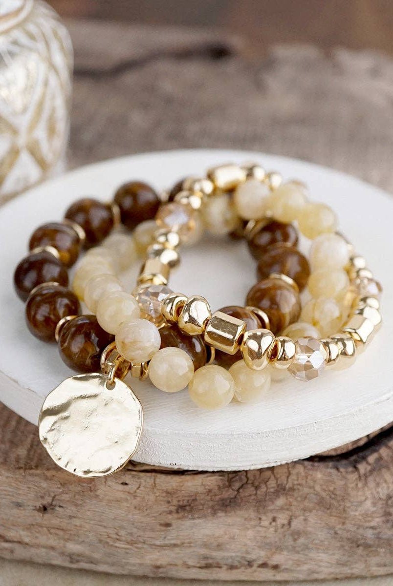 Gilded Sorbet Stack – Set of 3 Stretchy Beaded Summer Bracelets-Bracelets-PennyLine inc-Stuffology - Where Vintage Meets Modern, A Boutique for Real Women in Crosbyton, TX