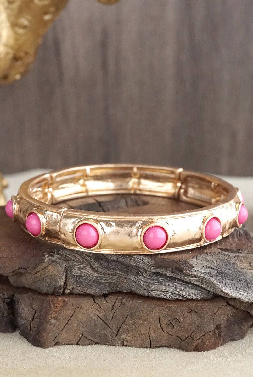 Timeless Charm – Slim Cabochon Eternity Bangle-Bracelets-PennyLine inc-Stuffology - Where Vintage Meets Modern, A Boutique for Real Women in Crosbyton, TX