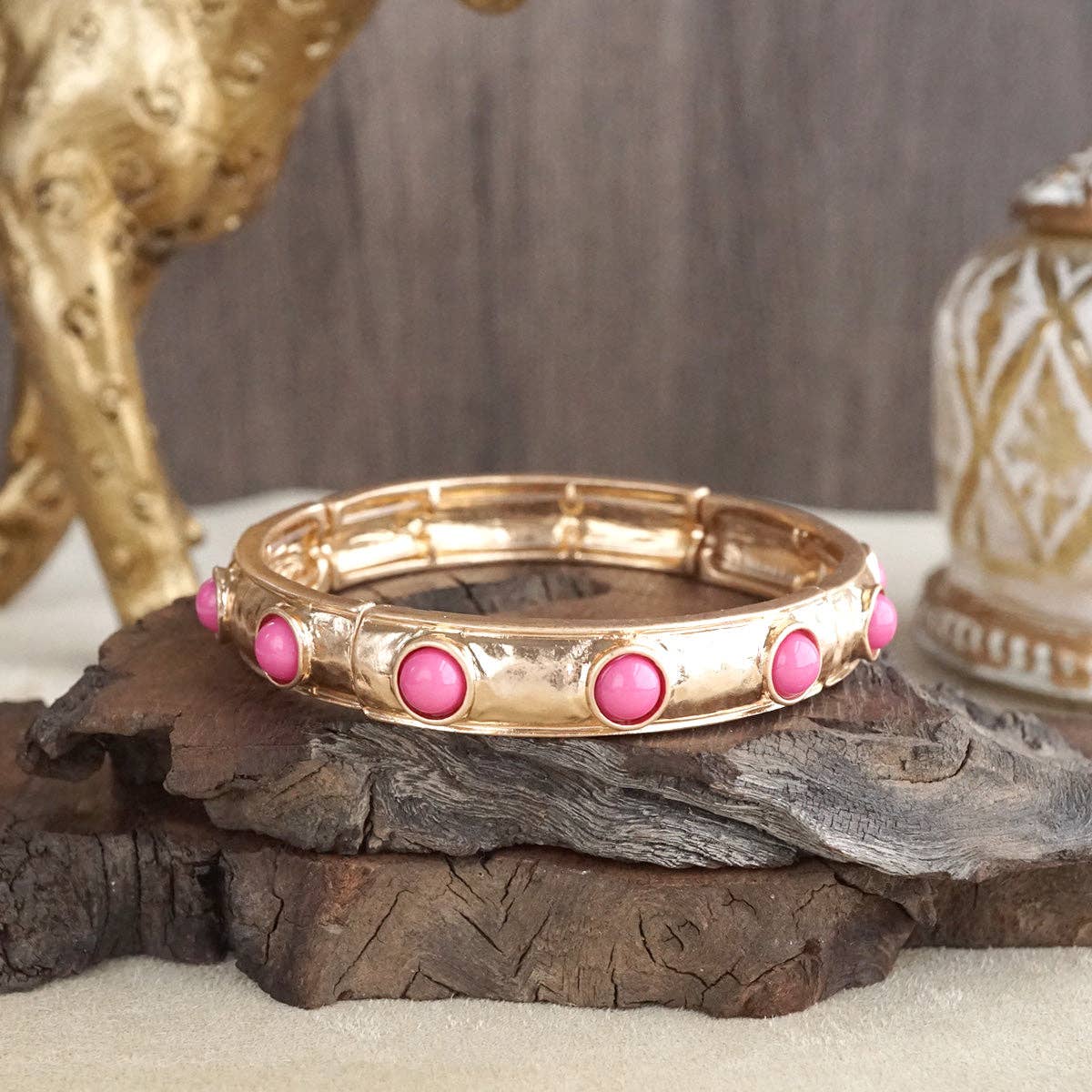 Timeless Charm – Slim Cabochon Eternity Bangle-Bracelets-PennyLine inc-Stuffology - Where Vintage Meets Modern, A Boutique for Real Women in Crosbyton, TX