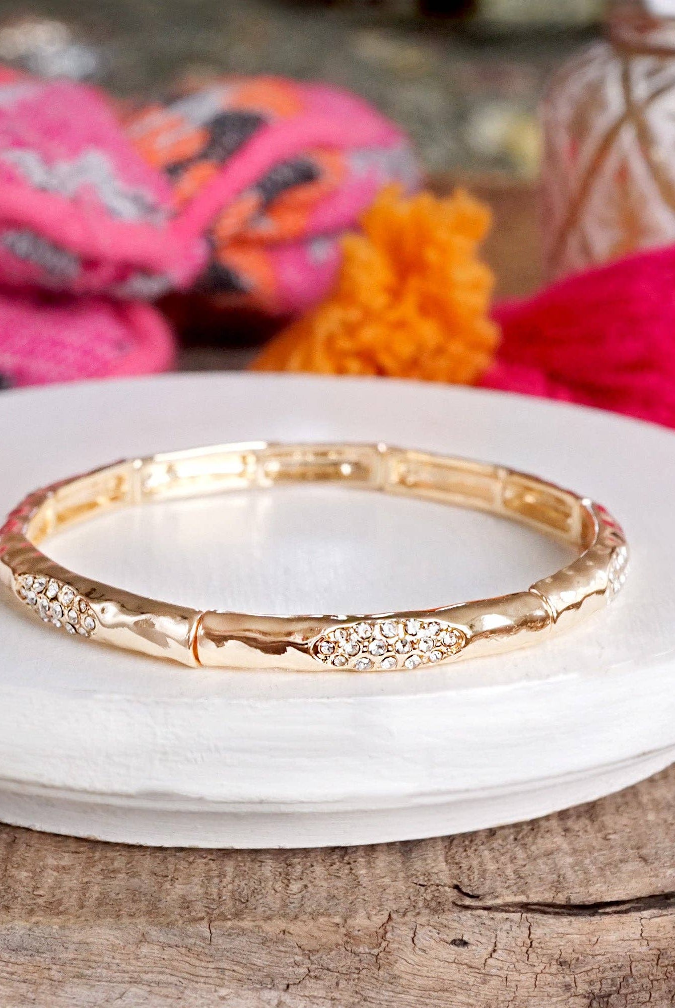Stretchy Stackable Bangle Pearls and Rhinestones Gold or Silver Tone-PennyLine inc-Stuffology - Where Vintage Meets Modern, A Boutique for Real Women in Crosbyton, TX
