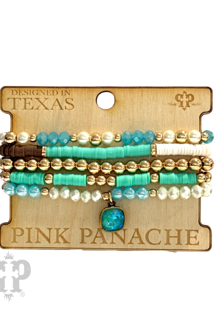 Mixed bead bracelet with five strands-Bracelets-Pink Panache Brands-Stuffology - Where Vintage Meets Modern, A Boutique for Real Women in Crosbyton, TX