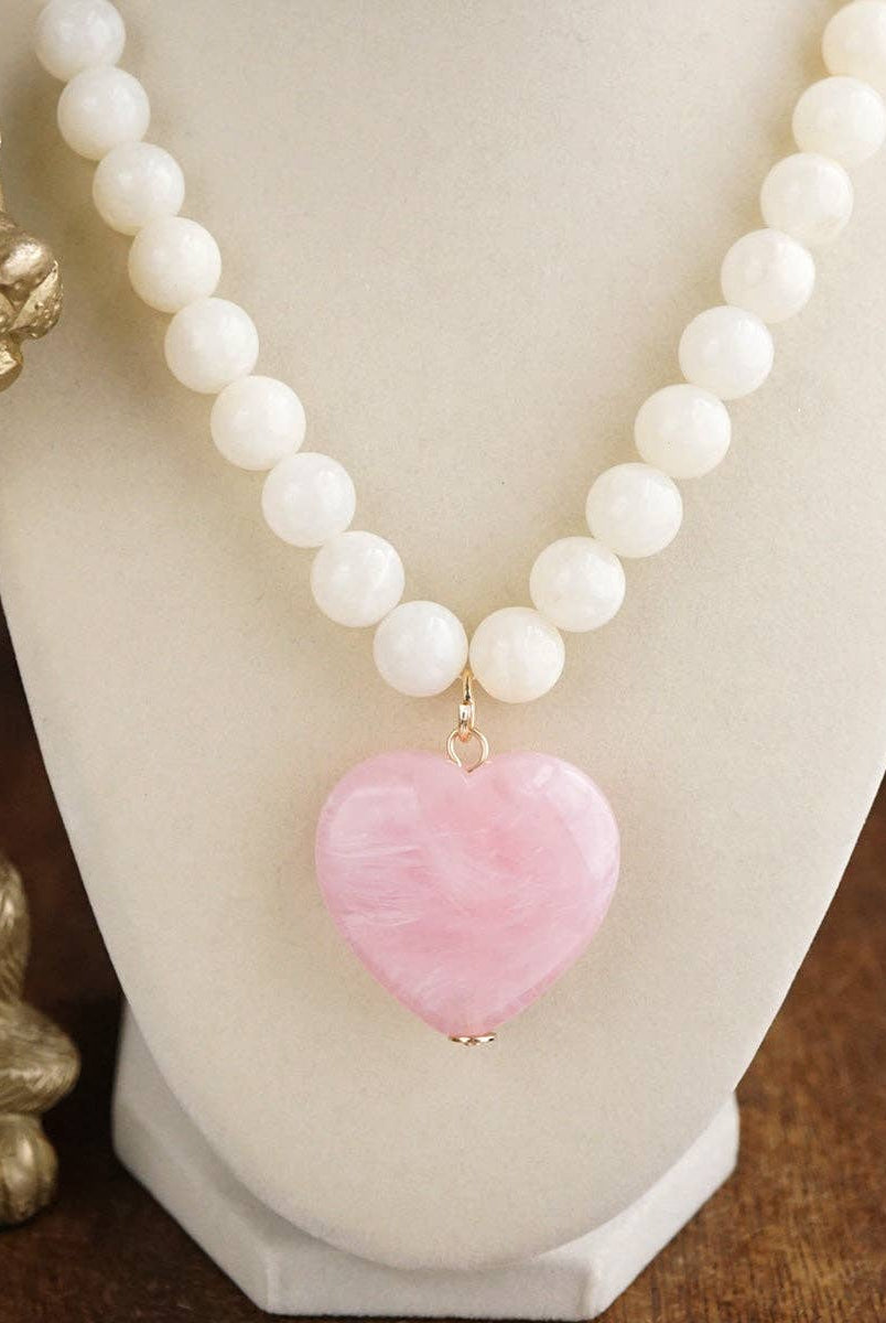 Heart Beaded Necklace-Necklaces-PennyLine inc-Stuffology - Where Vintage Meets Modern, A Boutique for Real Women in Crosbyton, TX