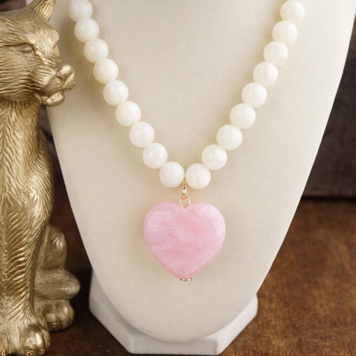 Heart Beaded Necklace-Necklaces-PennyLine inc-Stuffology - Where Vintage Meets Modern, A Boutique for Real Women in Crosbyton, TX