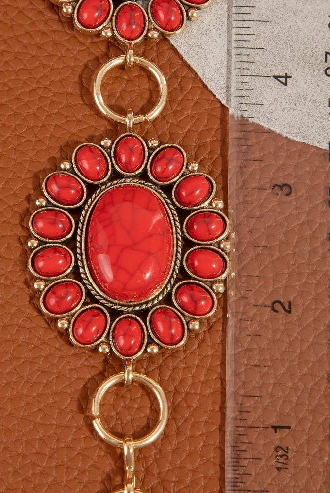 Western Oval Concho Disc Chain Belt-BELT-The Looks by Fame Accessories-Stuffology - Where Vintage Meets Modern, A Boutique for Real Women in Crosbyton, TX