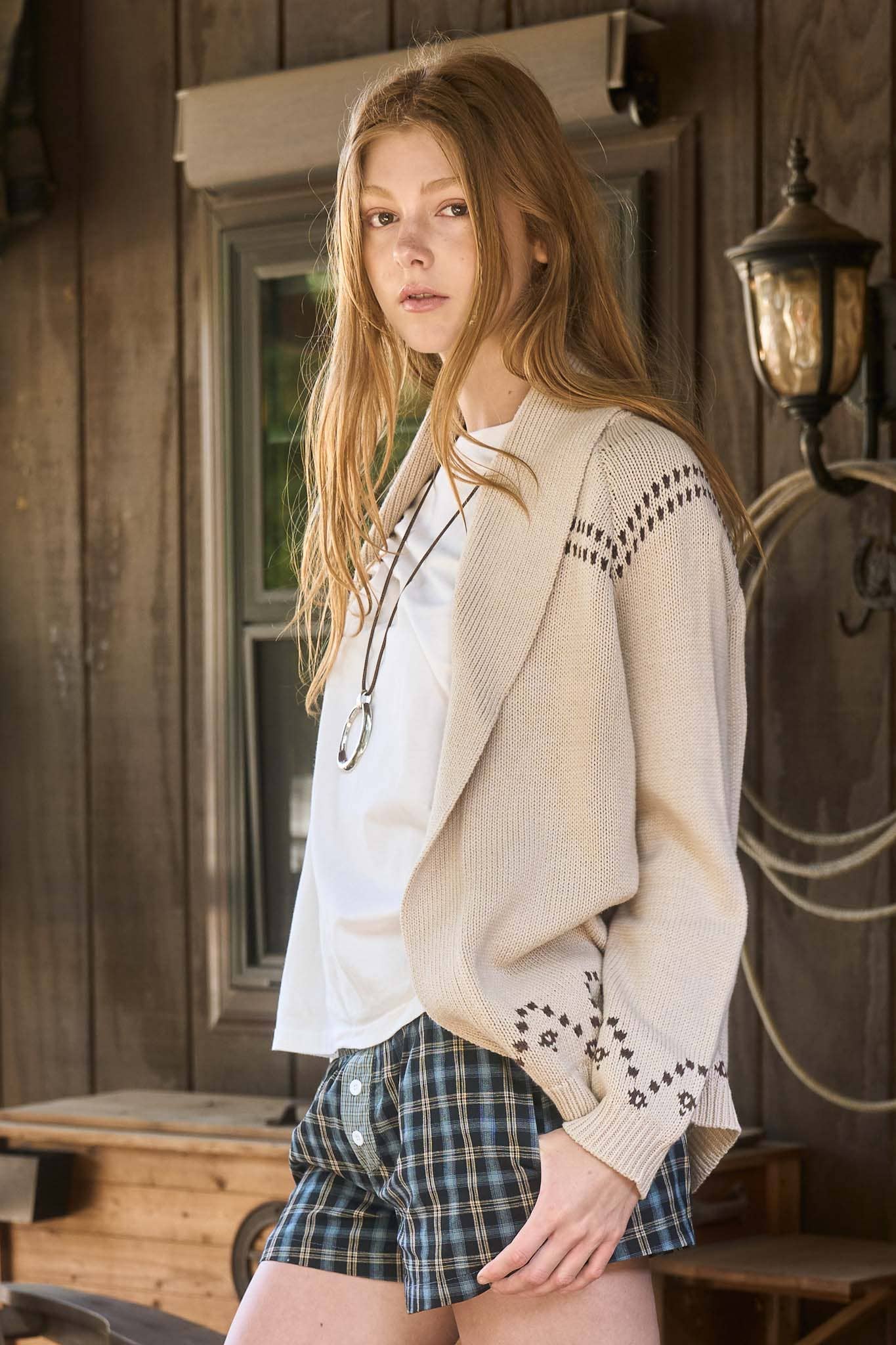 HORSE JACQUARD SHAWL KNIT CARDIGAN-Sweater Cardigan-J.O.A-Stuffology - Where Vintage Meets Modern, A Boutique for Real Women in Crosbyton, TX