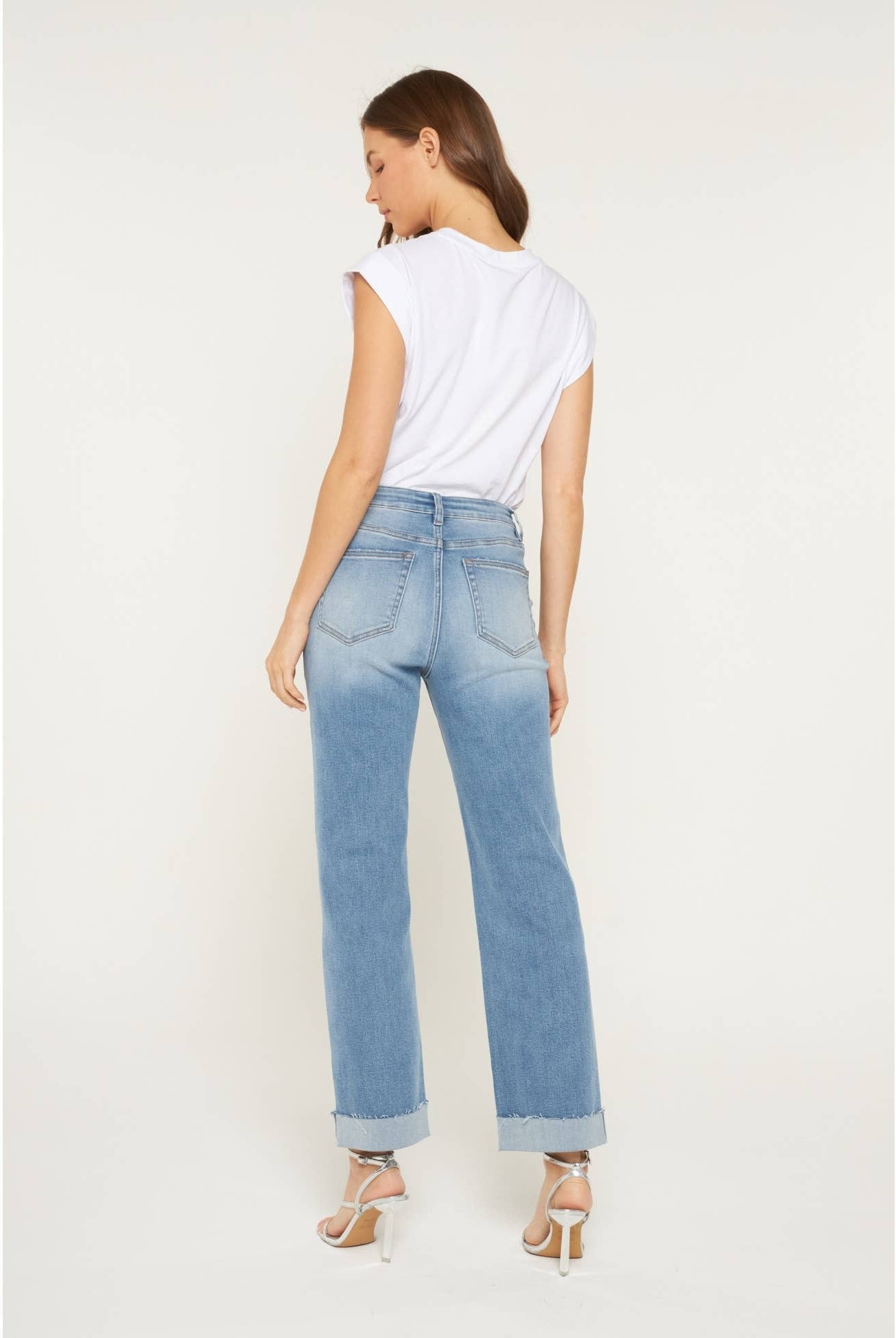 High Rise Straight Leg Cuffed Mica Denim Jeans-Jeans-Mica Denim-Stuffology - Where Vintage Meets Modern, A Boutique for Real Women in Crosbyton, TX