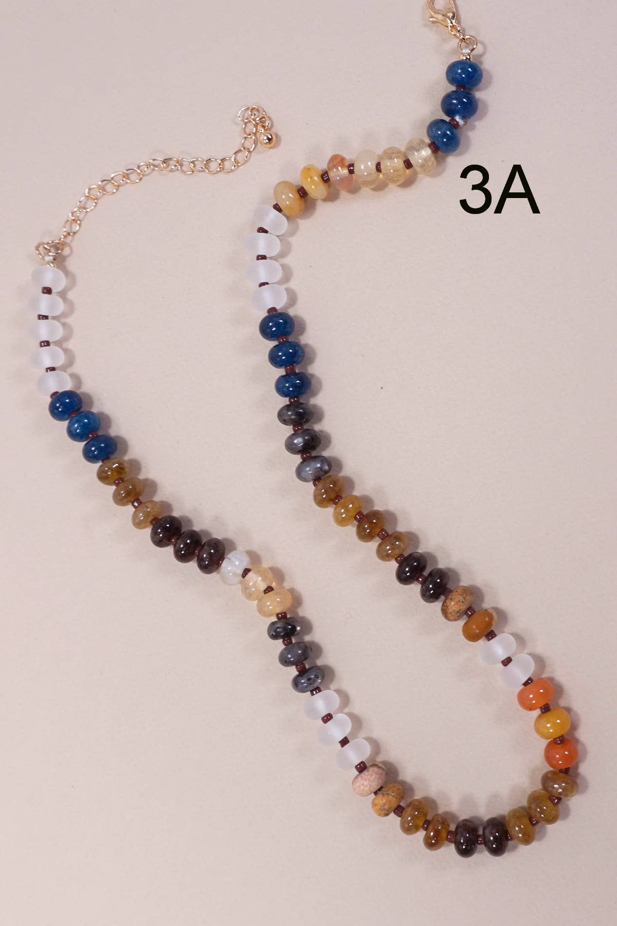 NATURAL AGATE GLASS SEMI PRECIOUS BEAD NECKLACE | 80N896-JOSSLYN by wall to wall-Stuffology - Where Vintage Meets Modern, A Boutique for Real Women in Crosbyton, TX