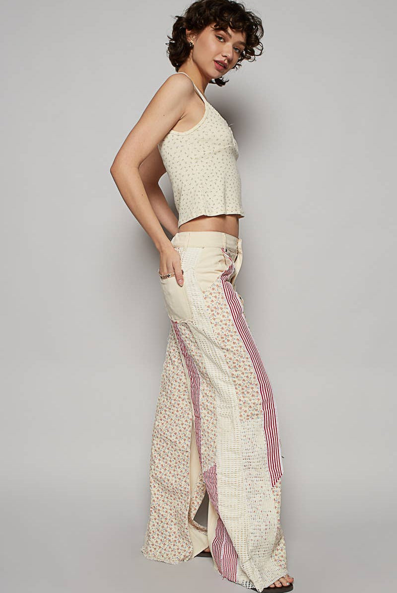 POL Clothing Patchwork Relaxed Woven Denim Jeans-Jeans-Pol Clothing-Stuffology - Where Vintage Meets Modern, A Boutique for Real Women in Crosbyton, TX