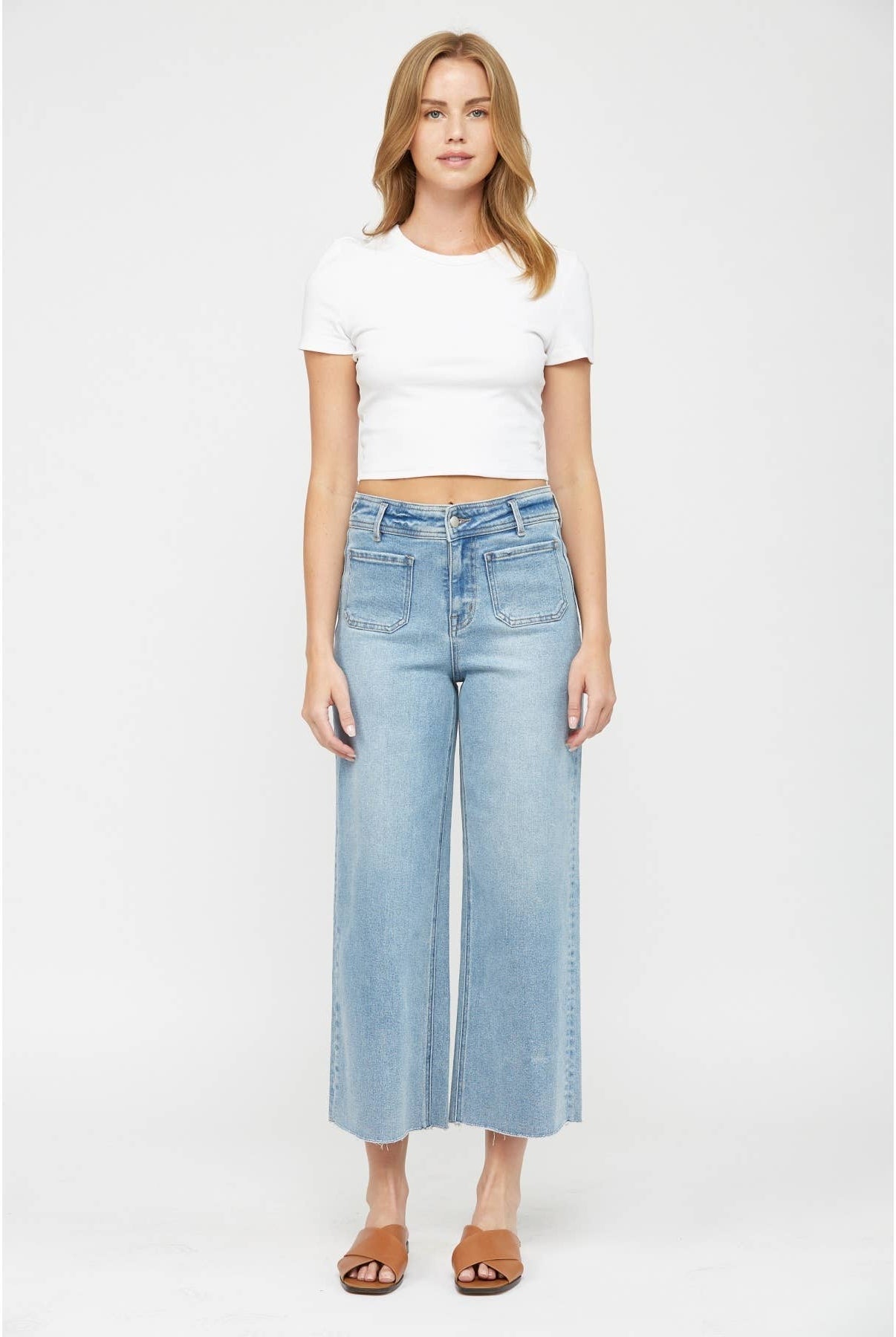 Mica Crop Wide Leg Jeans-Jeans-Mica Denim-Stuffology - Where Vintage Meets Modern, A Boutique for Real Women in Crosbyton, TX