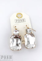 Rectangle gold rhinestone earrings | Stuffology Boutique-Earrings-Pink Panache Brands-Stuffology - Where Vintage Meets Modern, A Boutique for Real Women in Crosbyton, TX