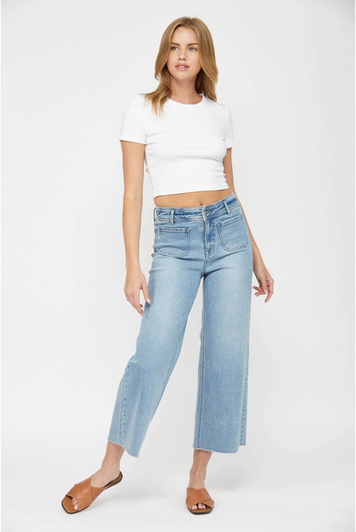 Mica Crop Wide Leg Jeans-Jeans-Mica Denim-Stuffology - Where Vintage Meets Modern, A Boutique for Real Women in Crosbyton, TX
