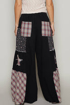 Star patch detail solid chambray wide pants-Pants-Pol Clothing-Stuffology - Where Vintage Meets Modern, A Boutique for Real Women in Crosbyton, TX