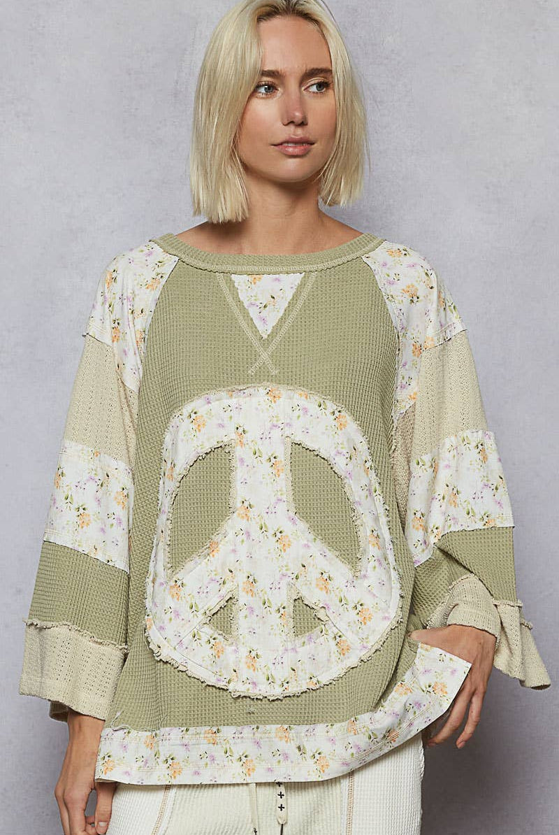 POL Clothing - Peace Sign Top-Pullover Top-Pol Clothing-Stuffology - Where Vintage Meets Modern, A Boutique for Real Women in Crosbyton, TX