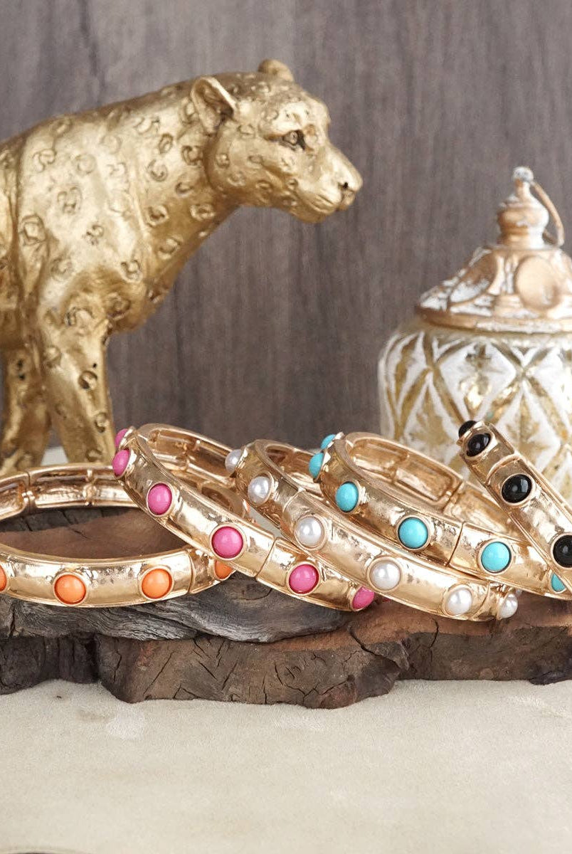 Timeless Charm – Slim Cabochon Eternity Bangle-Bracelets-PennyLine inc-Stuffology - Where Vintage Meets Modern, A Boutique for Real Women in Crosbyton, TX