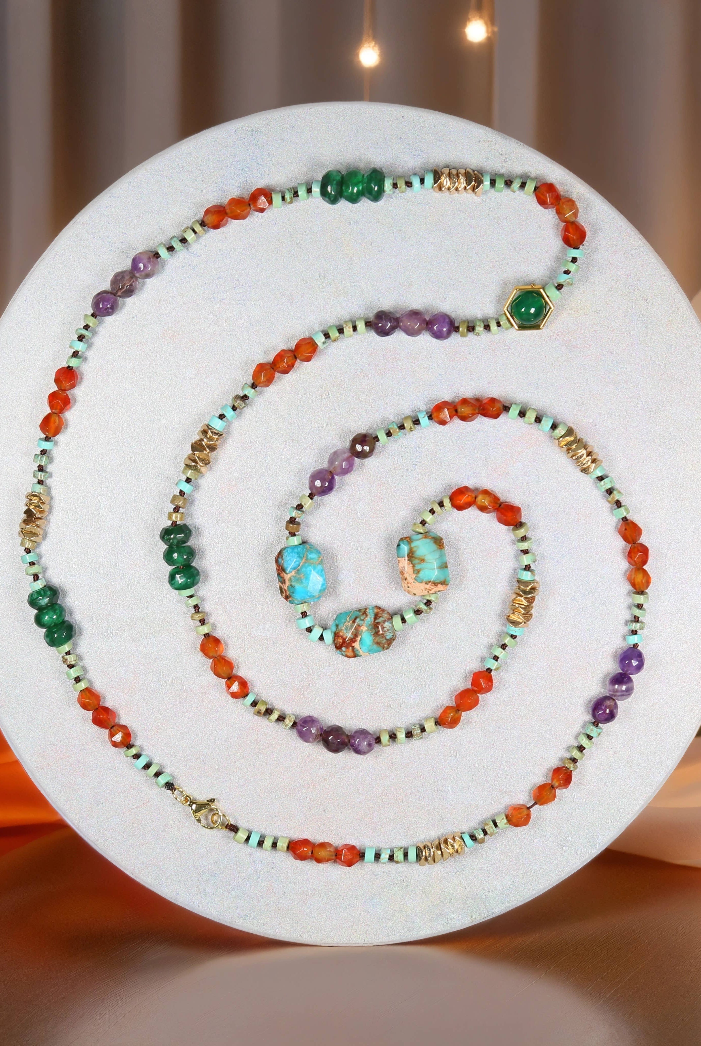 Multi-Gemstones Beaded Necklace-IST Jewelry-Stuffology - Where Vintage Meets Modern, A Boutique for Real Women in Crosbyton, TX