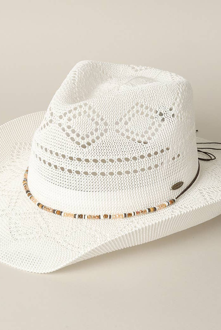 White Sands Beaded Cowboy Hat-Hats-Fashion City-Stuffology - Where Vintage Meets Modern, A Boutique for Real Women in Crosbyton, TX