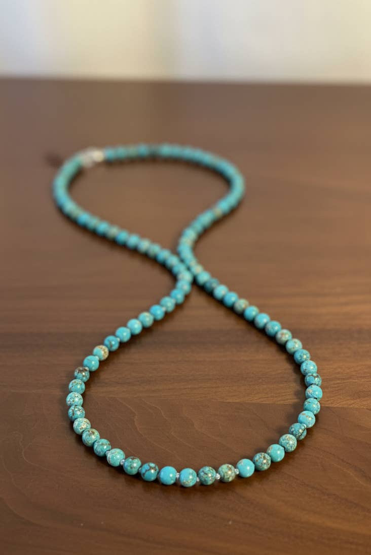 25F52 - Turquoise Imperial Jasper Beaded Necklace-IST Jewelry-Stuffology - Where Vintage Meets Modern, A Boutique for Real Women in Crosbyton, TX