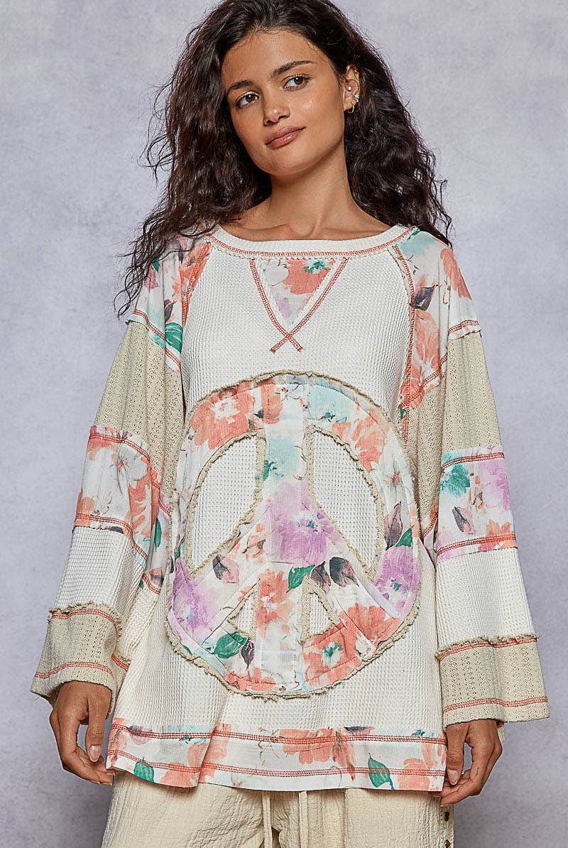 POL Clothing - Peace Sign Top-Pullover Top-Pol Clothing-Stuffology - Where Vintage Meets Modern, A Boutique for Real Women in Crosbyton, TX