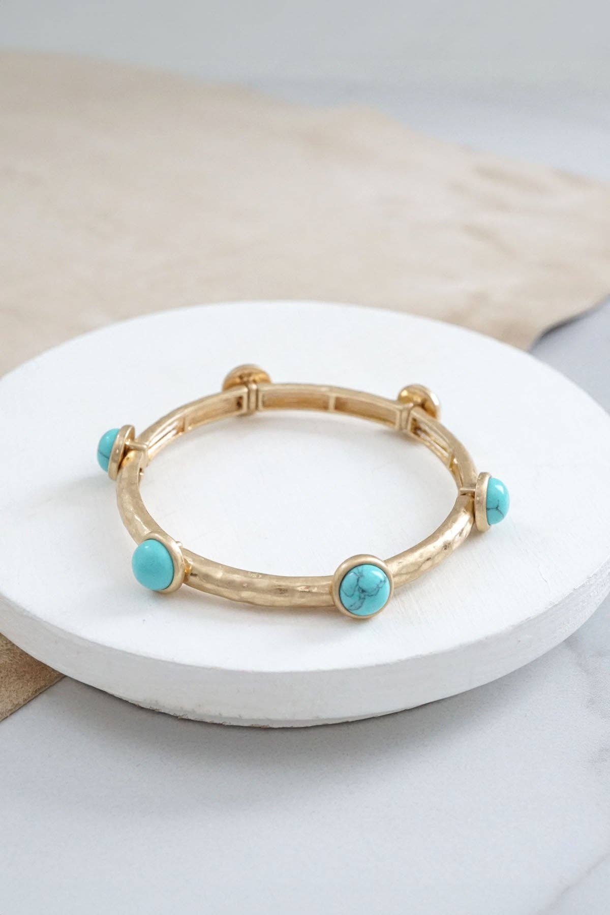 Jeweled Golden Bangle with semi precious stone dots-Bracelets-PennyLine inc-Stuffology - Where Vintage Meets Modern, A Boutique for Real Women in Crosbyton, TX