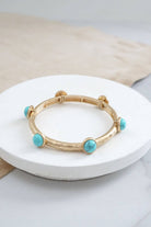 Jeweled Golden Bangle with semi precious stone dots-Bracelets-PennyLine inc-Stuffology - Where Vintage Meets Modern, A Boutique for Real Women in Crosbyton, TX