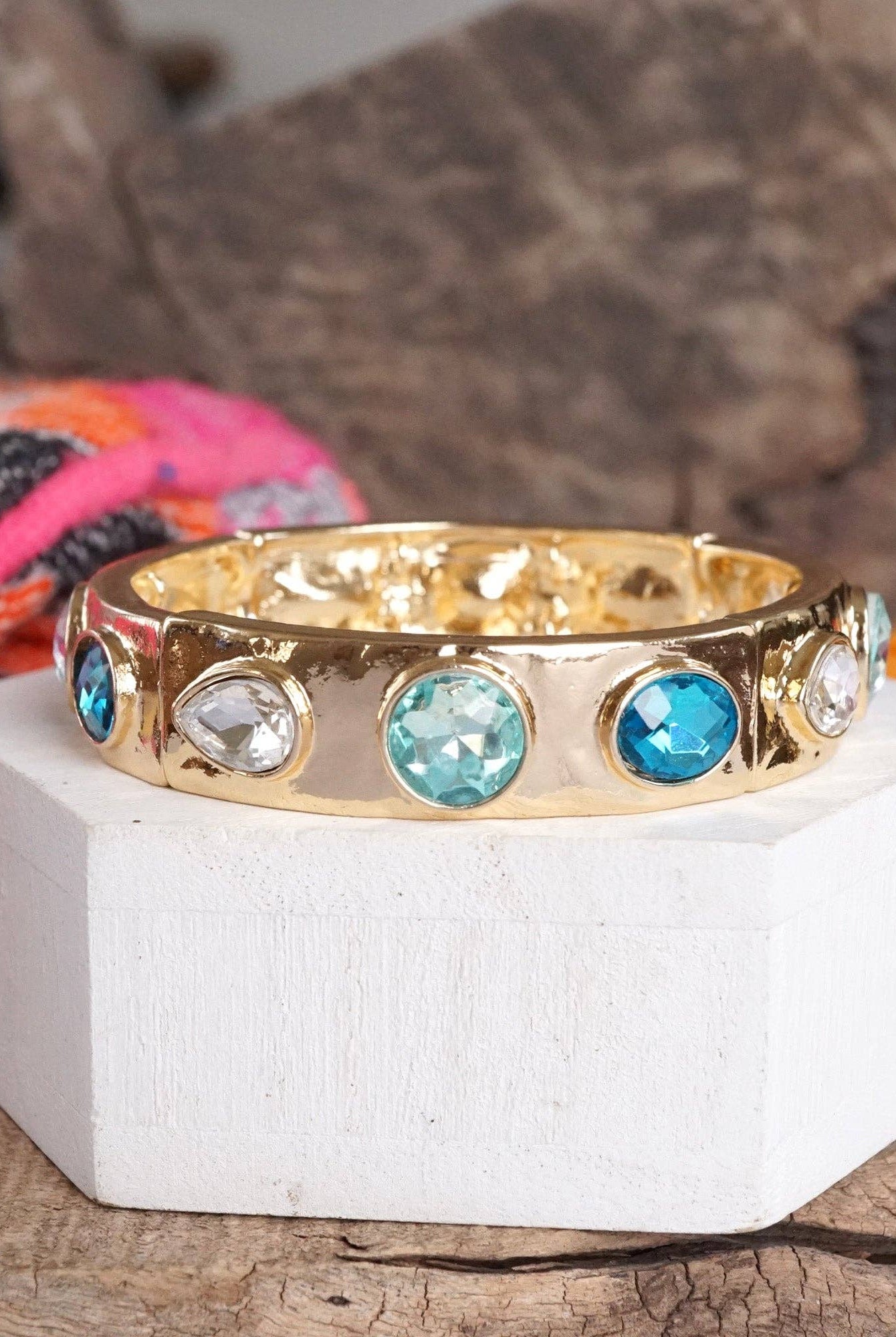 Sparkly Crystal Stretch Bangles – Gold Tone with Color Options-Bracelets-PennyLine inc-Stuffology - Where Vintage Meets Modern, A Boutique for Real Women in Crosbyton, TX