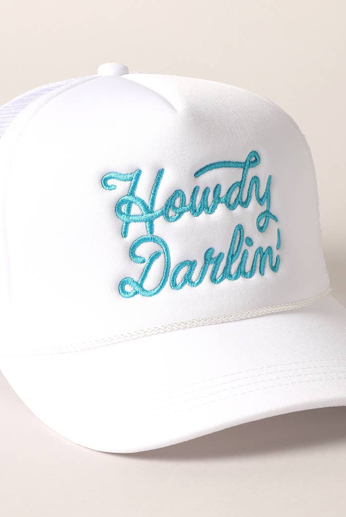 Howdy Darlin' Embroidered Mesh Back Trucker Cap | Stuffology Boutique-Hats-Fashion City-Stuffology - Where Vintage Meets Modern, A Boutique for Real Women in Crosbyton, TX